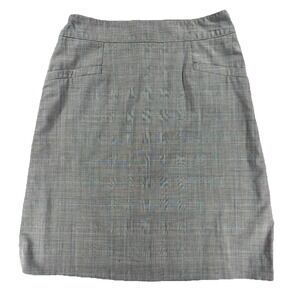 Banana Republic Women's 8 Gray Plaid Wool Blend Pencil Skirt Lined Work Career‎